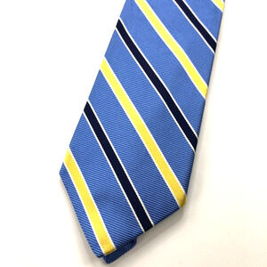 Brooks Brothers Makers 100% Silk Neck Tie Men’s Striped Blue Gold 59 Inch X 3.5"